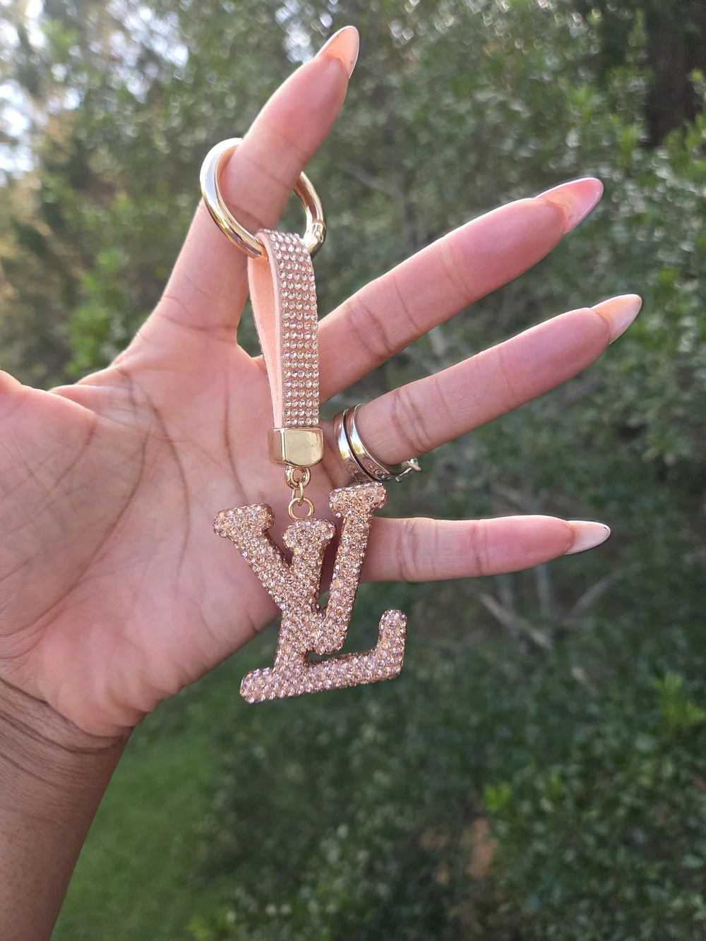 Rose Gold Crystal Key Charm